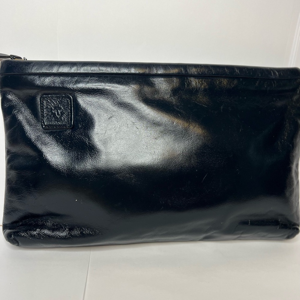Vtg Anne Klein for Calderon navy blue clutch handbag purse